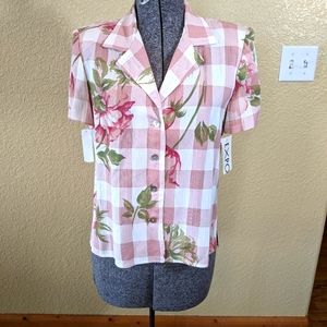 NWT Vintage Expo Blouse Cottagecore Floral 80s